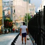 a person walking on a street