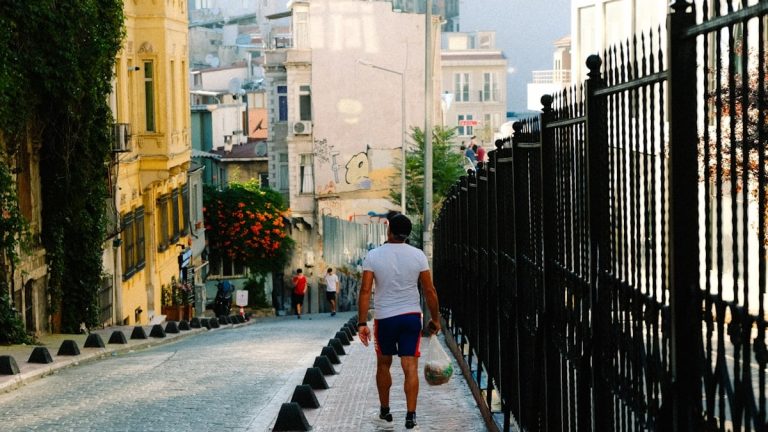 a person walking on a street